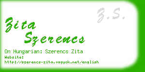 zita szerencs business card